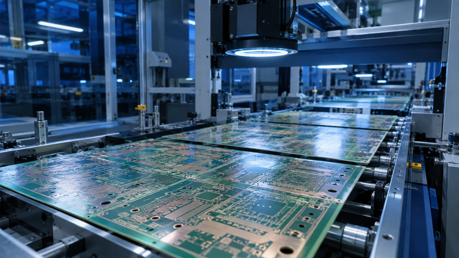 자동화 설비에서 생산되는 대형 PCB 패널